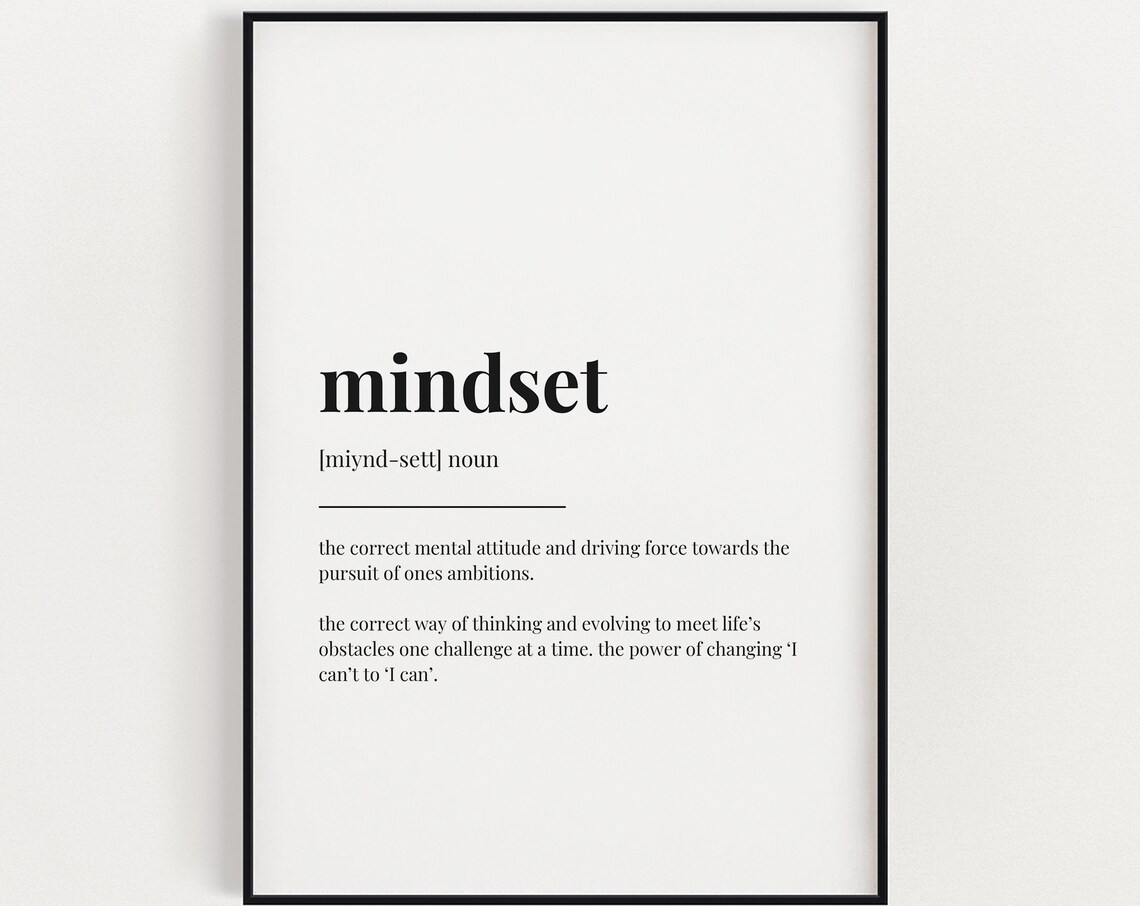 Mindset Definition Meaning, Motivational Poster Print