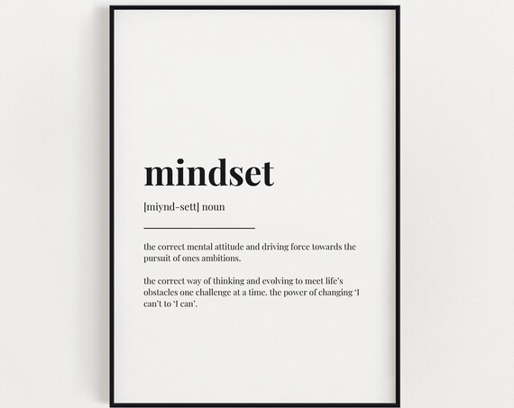 Mindset Definition Meaning, Motivational Poster Print