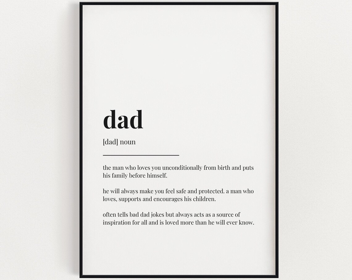 Dad Quote Definition Art Print, Funny Typography