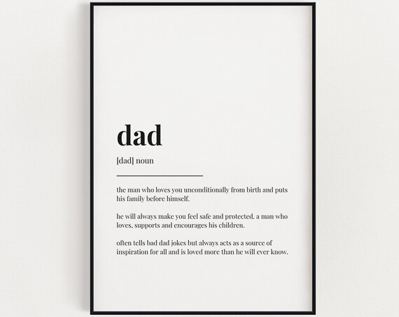 Dad Quote Definition Art Print, Funny Typography