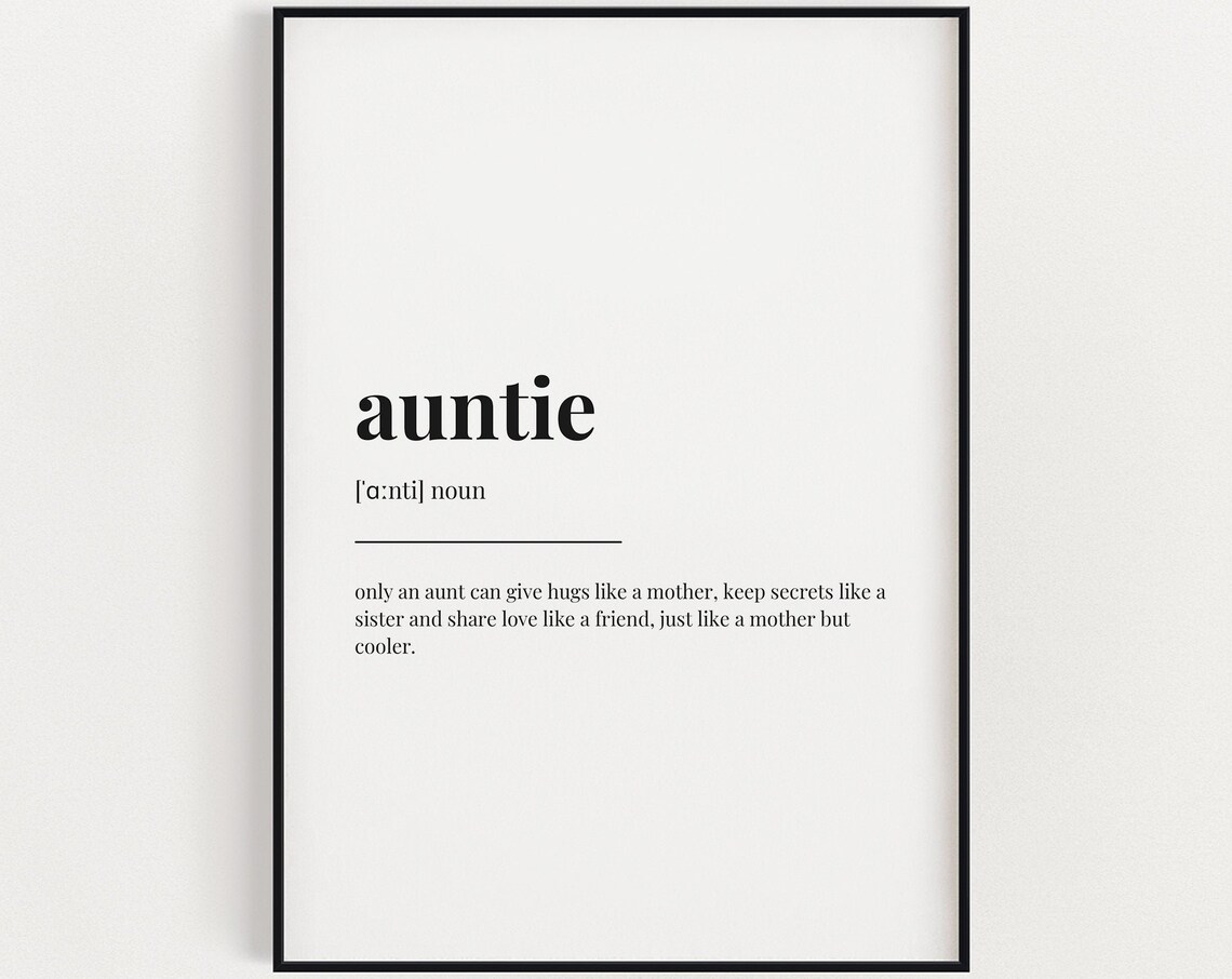 Auntie Definition Wall Art Print, Quote Decor