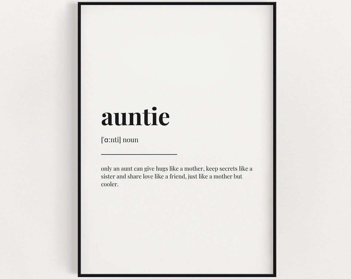 Auntie Definition Meaning Wall Art Auntie Gift Print