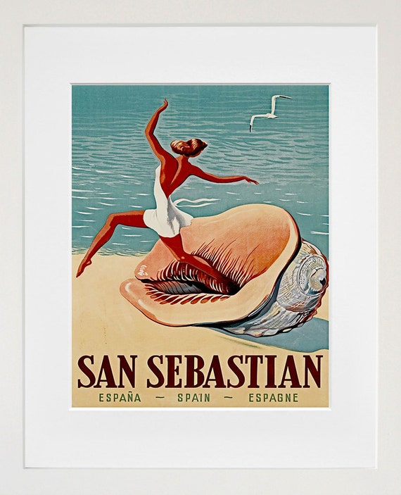 San Sebastian Vintage Travel Poster, Spain Home Decor