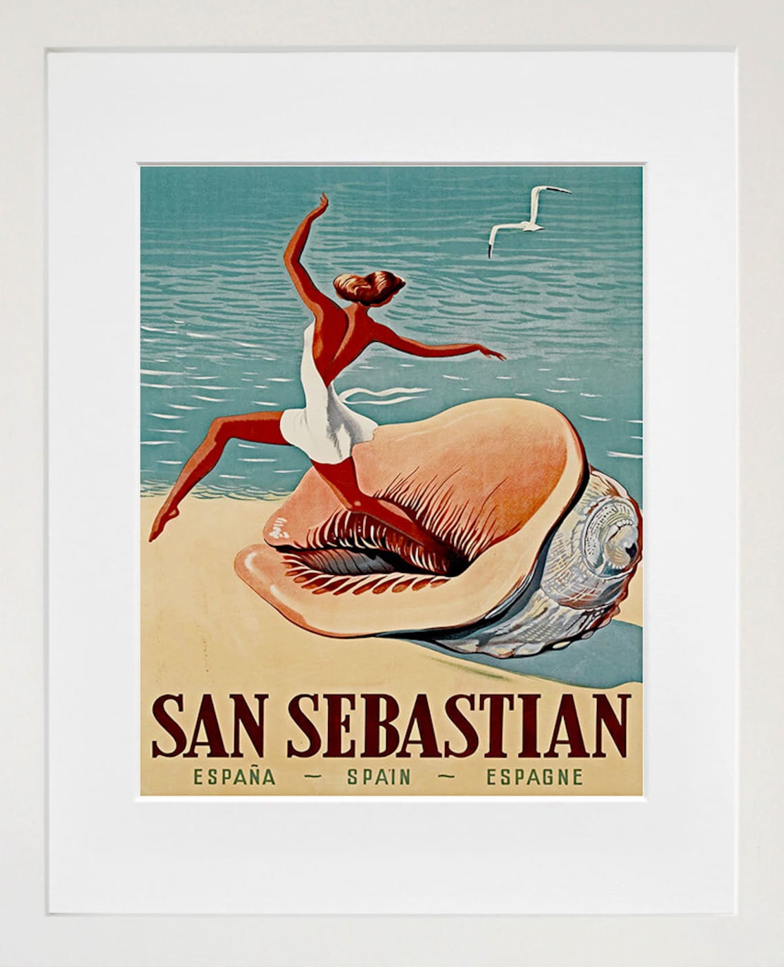 San Sebastian Vintage Travel Poster, Spain Home Decor