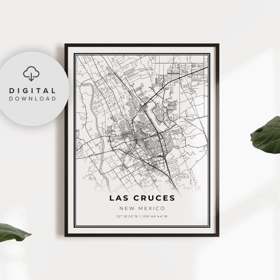 Las Cruces Map Print New Mexico Nm Usa Art Poster City Street Road Wall Np97