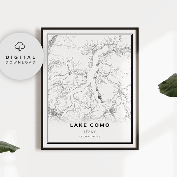 Lake Como Map Print Italy Italia Art Poster Lago Di City Street Road Etsy Np759
