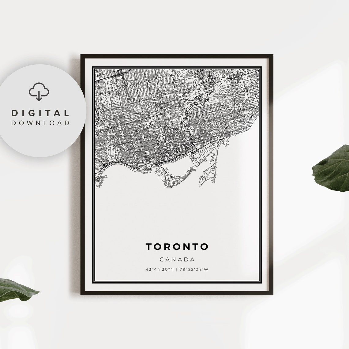 Toronto Map Print Ontario On Canada Art Poster City Street Road Etsy Np580