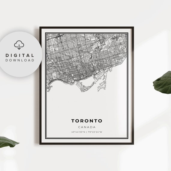 Toronto Map Print Ontario On Canada Art Poster City Street Road Etsy Np580