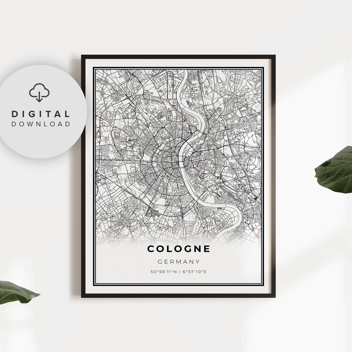 Cologne Germany City Street Map Line Art Minimalist Travel Poster
