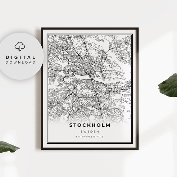 Stockholm Map Print Sweden Art Poster City Street Road Office Bedroom Wall Decor Np807
