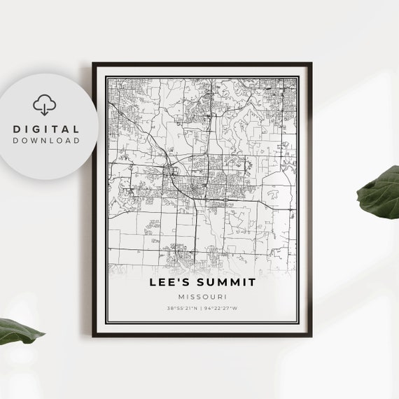 Lees Summit Map Print Missouri Mo Usa Art Poster City Street Road Wall Np178