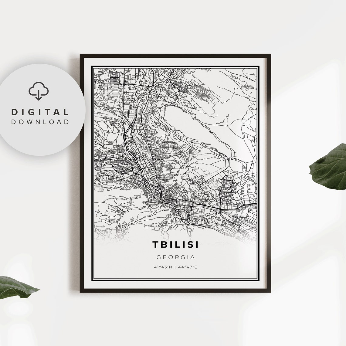 Tbilisi Georgia Street Map Caucasus Capital Monochrome Poster