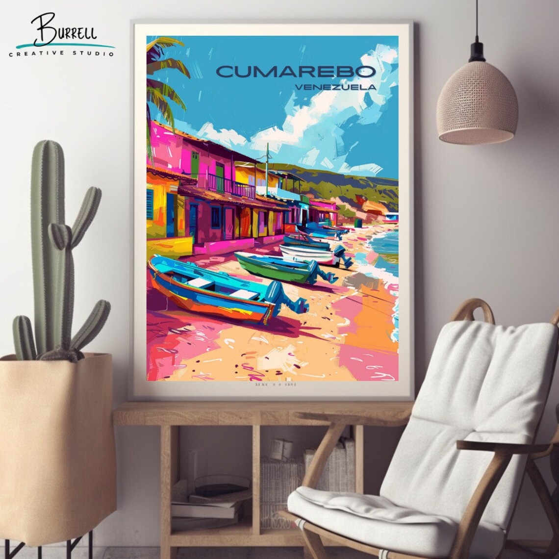 Cumarebo Venezuela Colorful Fishing Village Boats Harbor Poster - Image 2