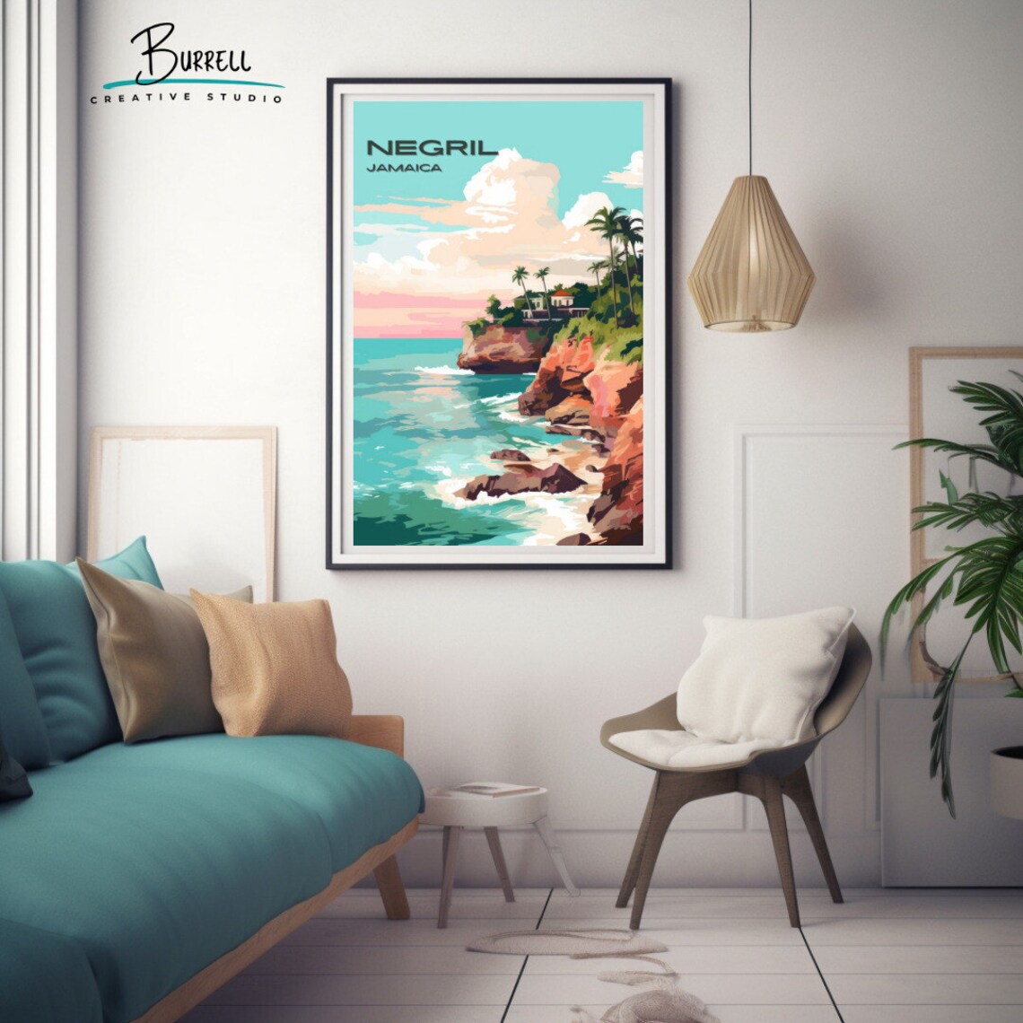 Negril Jamaica Cliffs Travel Poster Print - Image 3