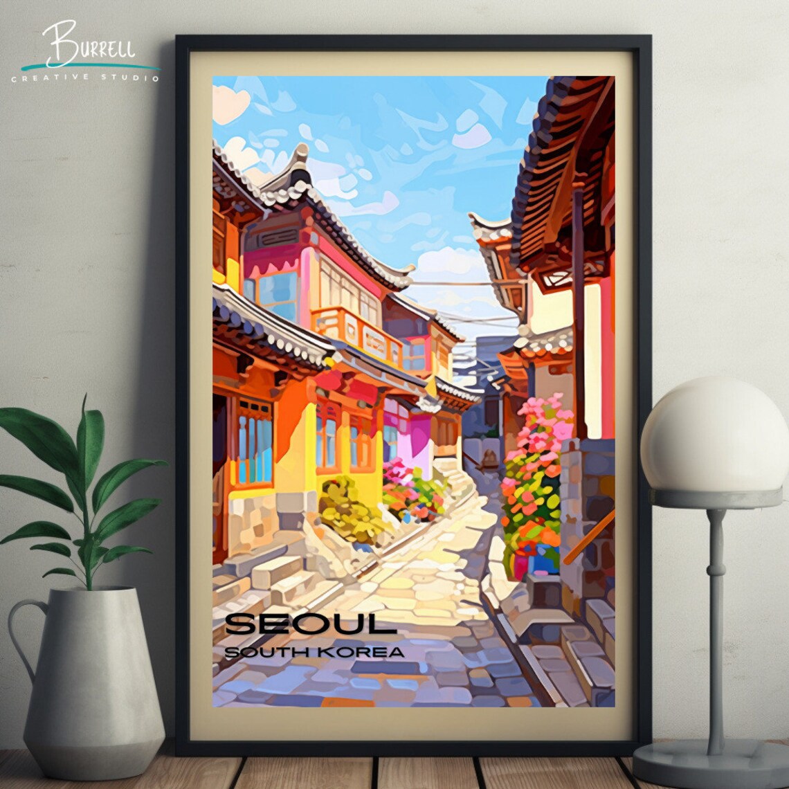 Seoul South Korea Bukchon Hanok Village Colorful Alley Poster - Image 5