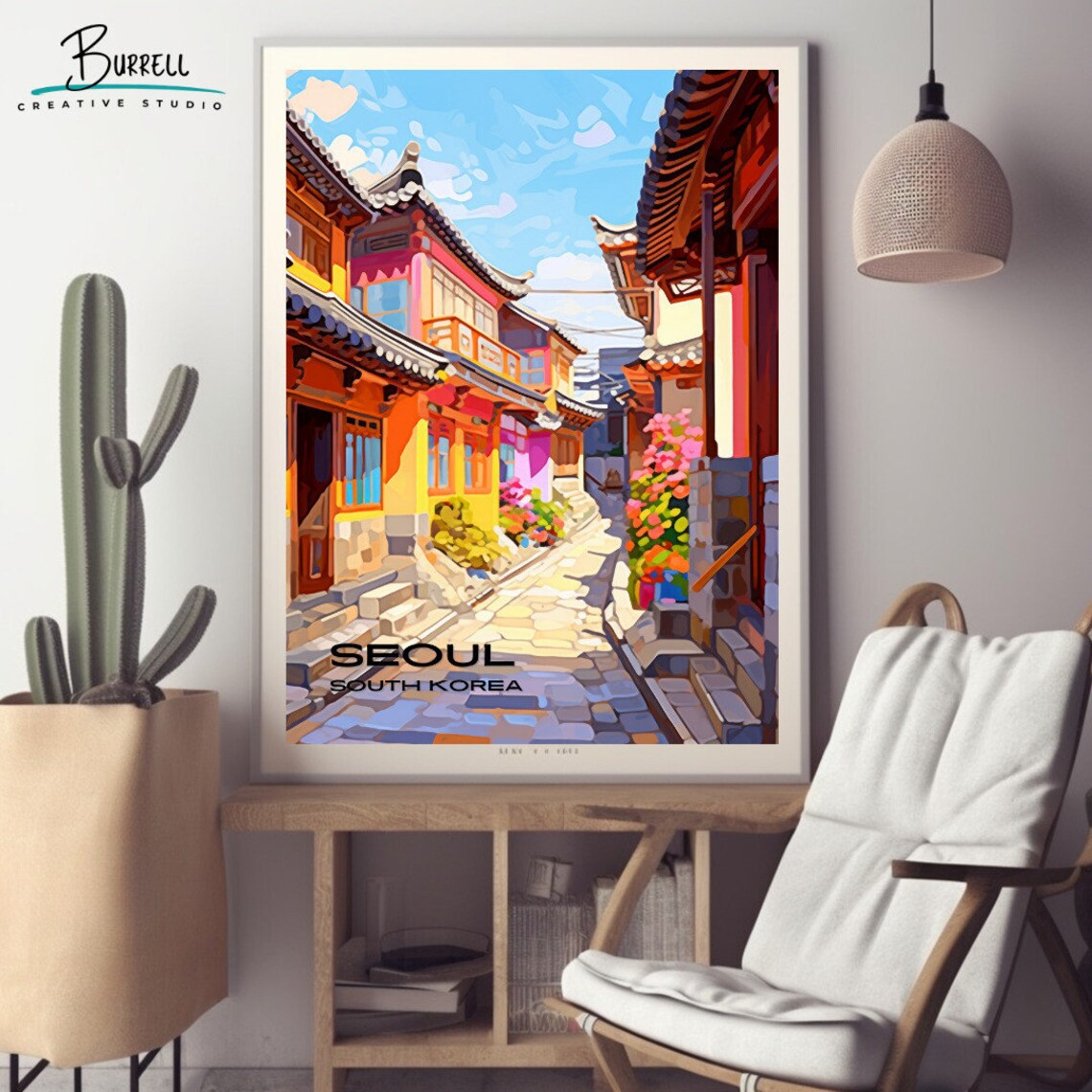 Seoul South Korea Bukchon Hanok Village Colorful Alley Poster - Image 2