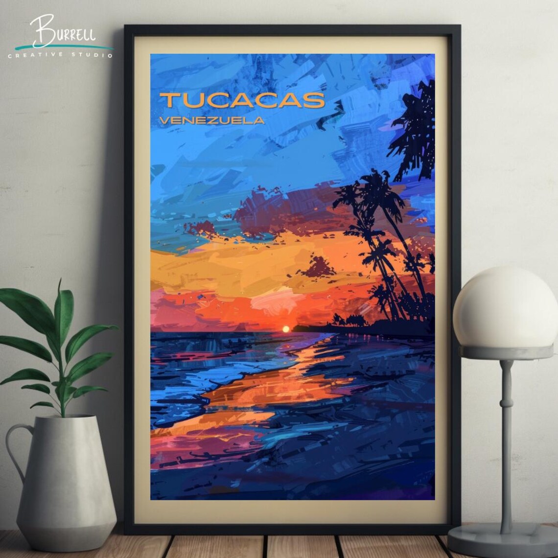 Tucacas Venezuela Coastal Sunset Palm Silhouette Ocean Travel Poster - Image 5
