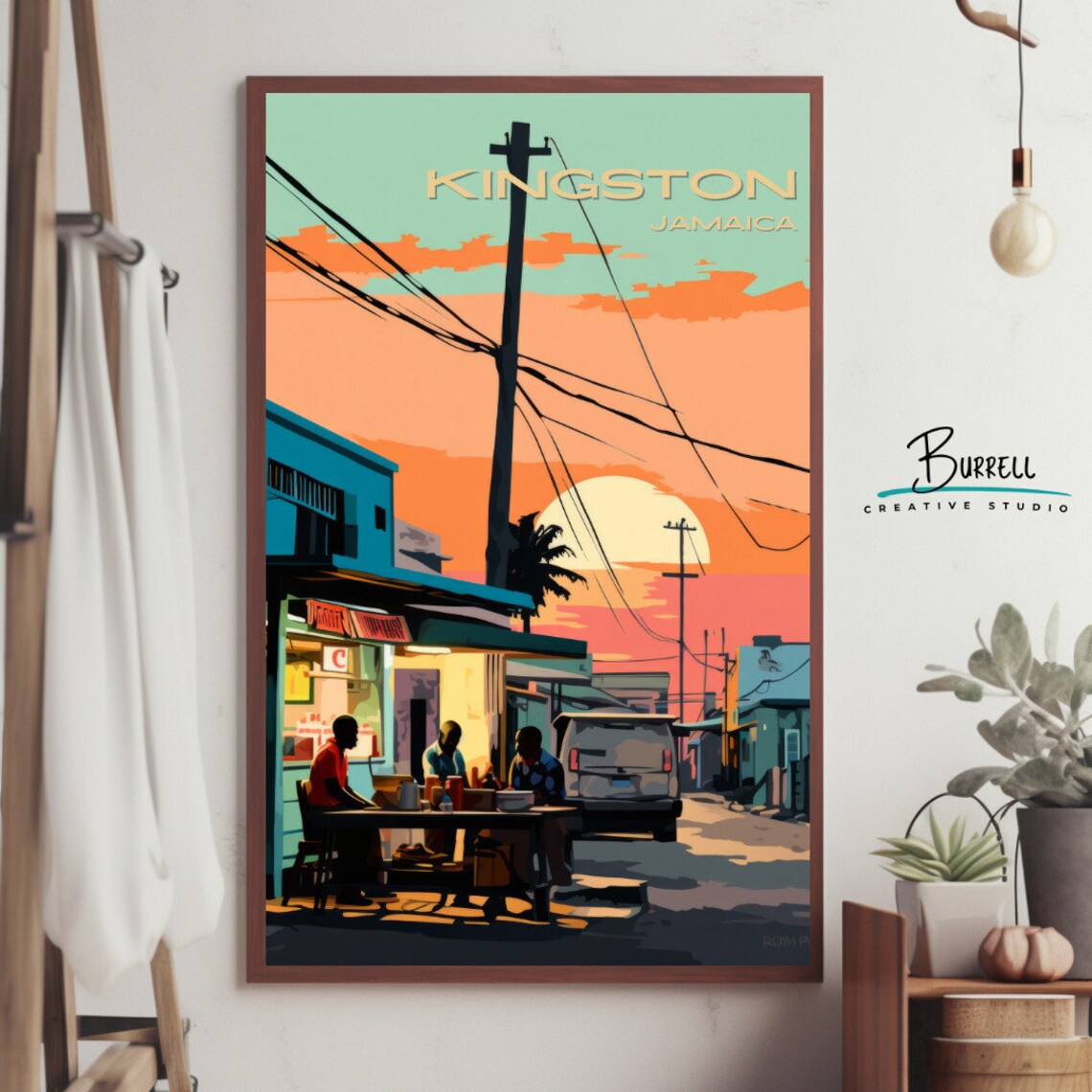 Kingston Jamaica Streetside Bar Travel Poster - Image 5