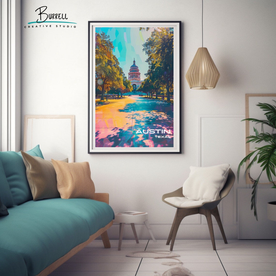 Austin Texas State Capitol Tree Lined Avenue Golden Light Poster - Image 3