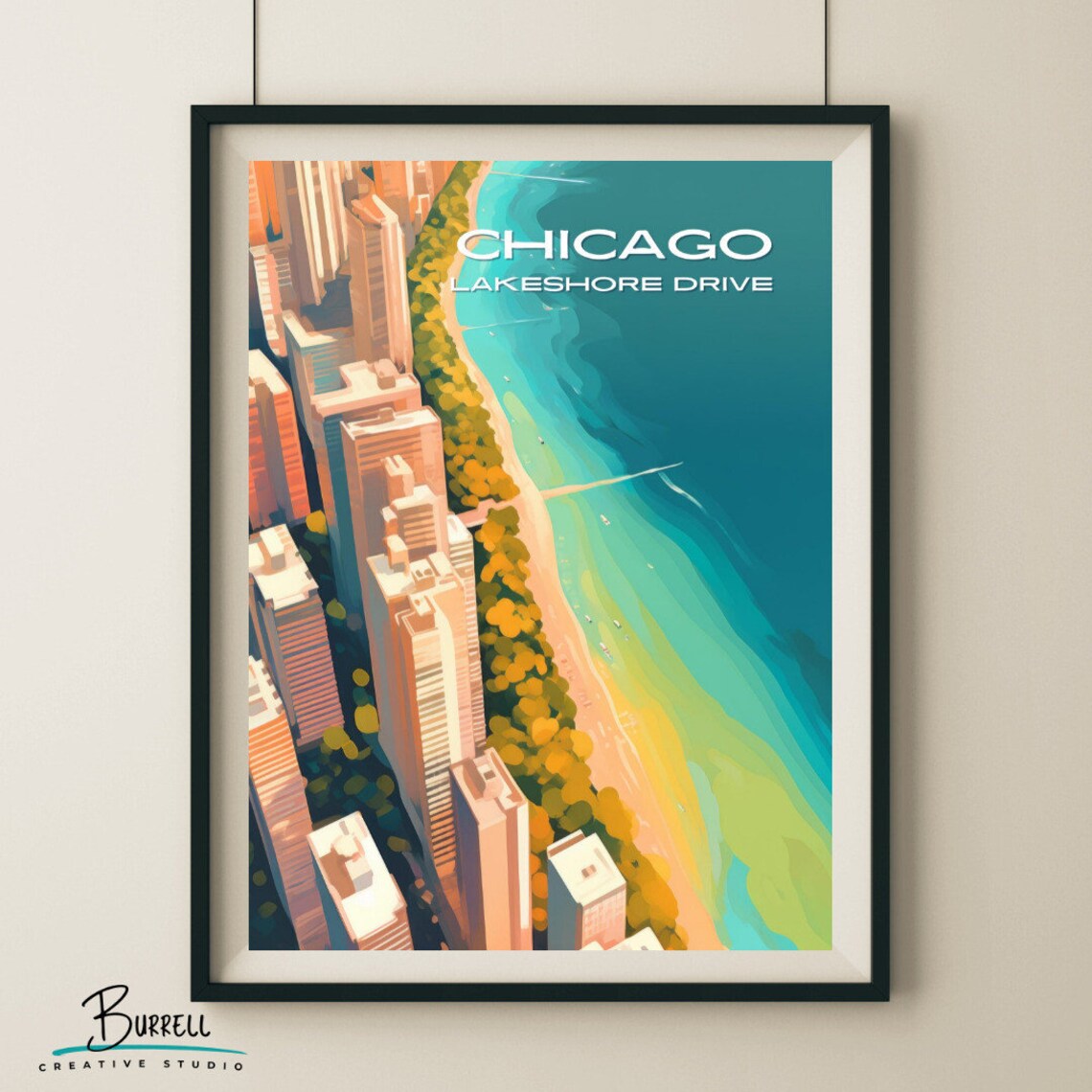 Chicago Illinois Lakeshore Drive Aerial Lake Michigan Skyline Poster