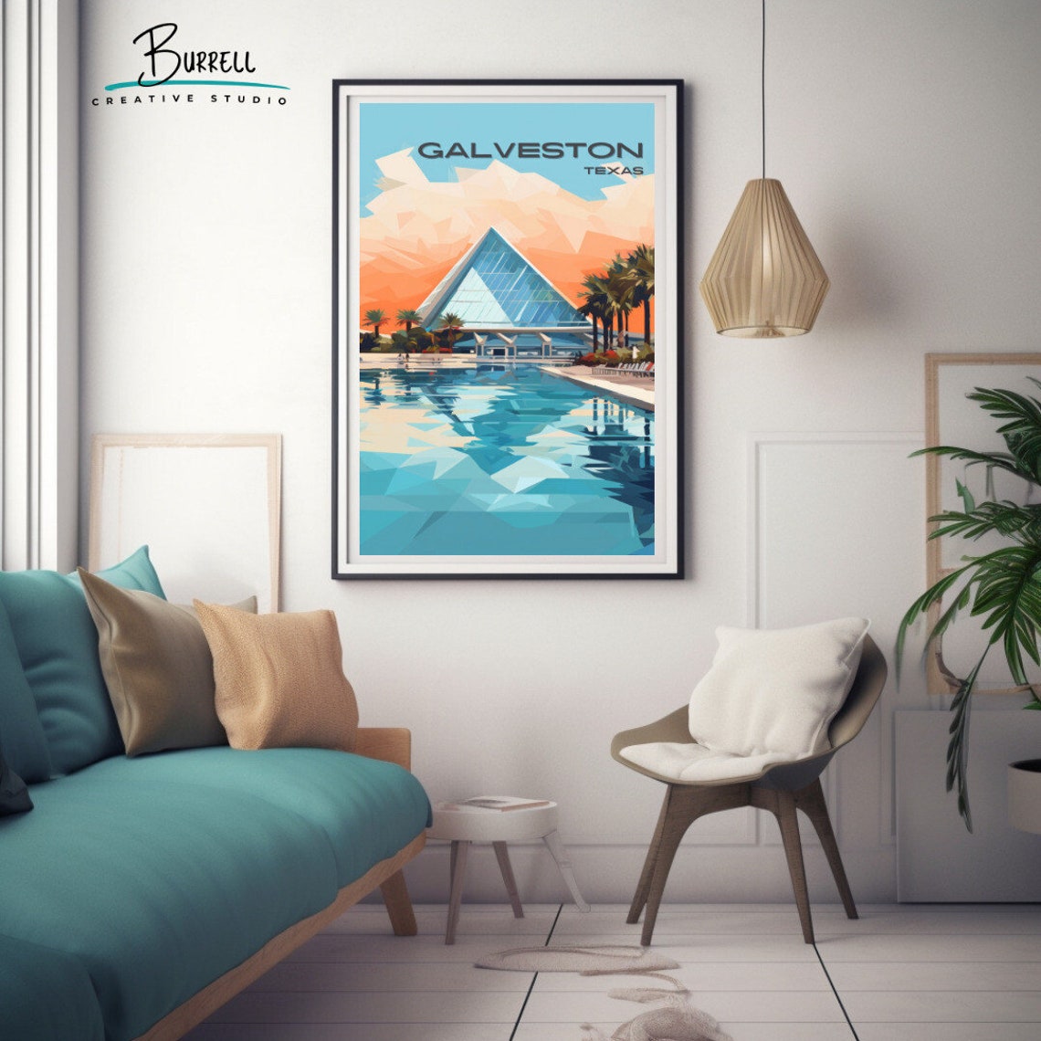 Galveston Texas Moody Gardens Palm Pool Glass Pyramid Poster - Image 3