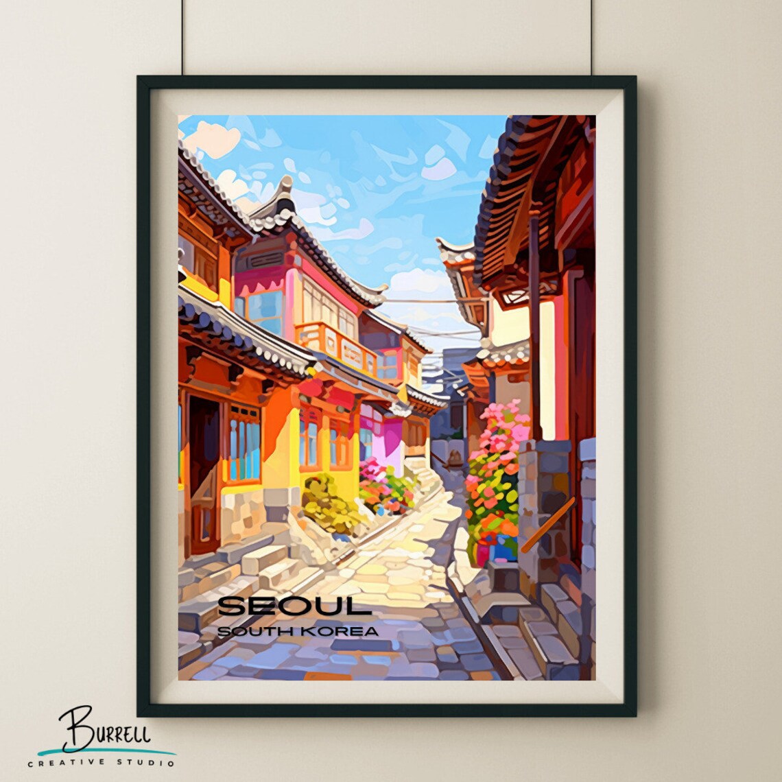 Seoul South Korea Bukchon Hanok Village Colorful Alley Poster