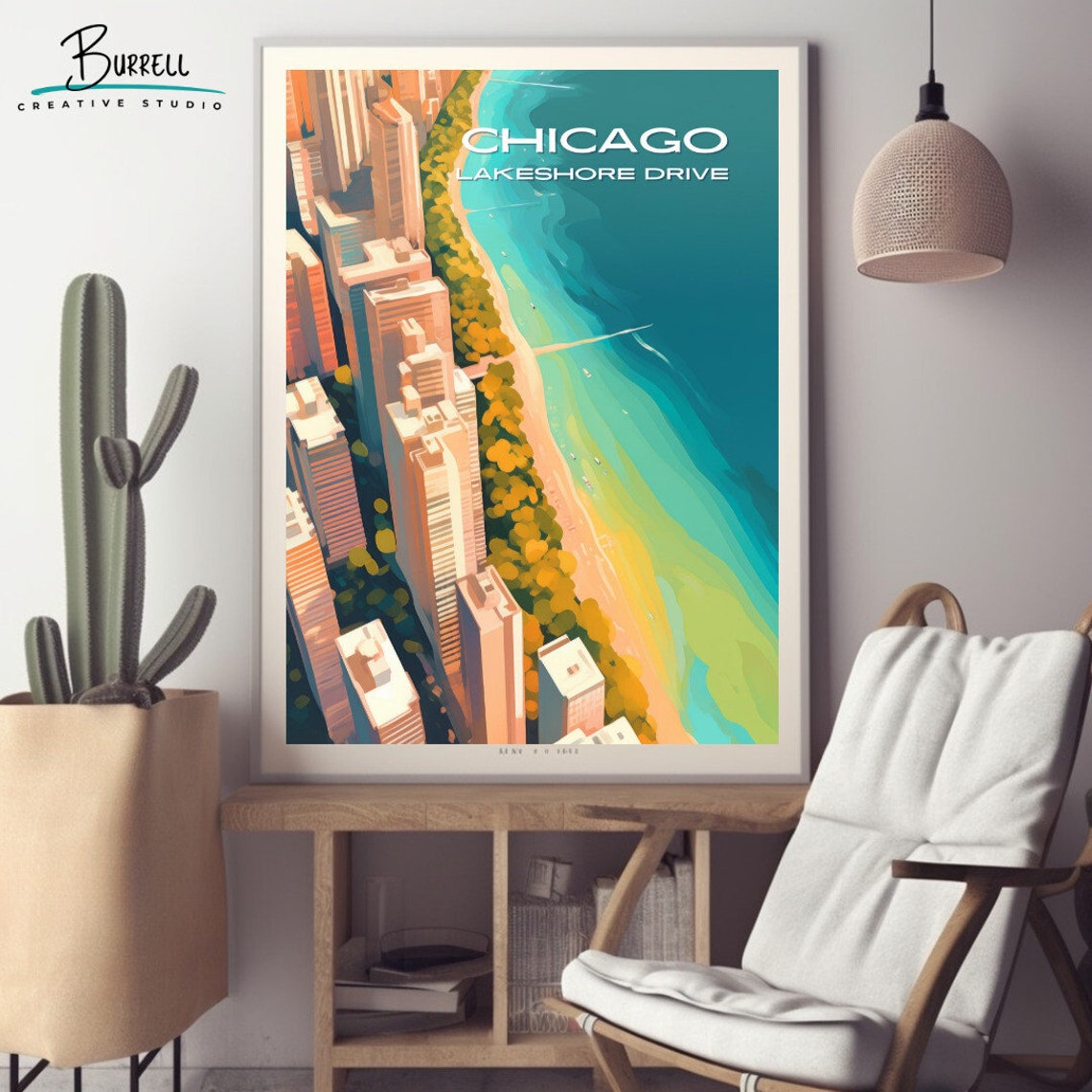 Chicago Illinois Lakeshore Drive Aerial Lake Michigan Skyline Poster - Image 2