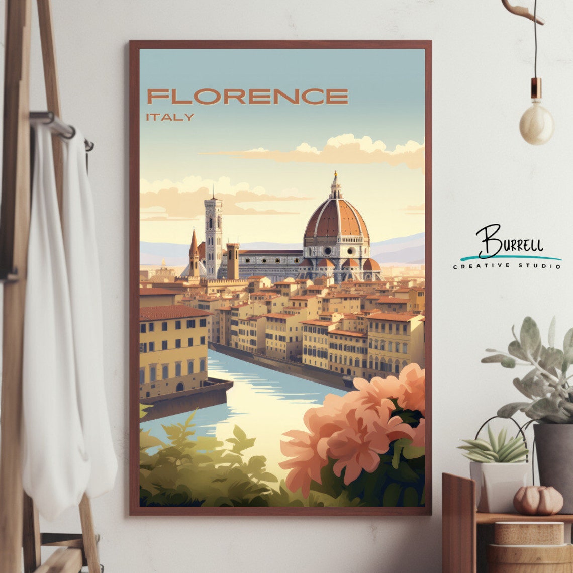Florence Italy Cathedral Dome Over the Arno River Cityscape Poster - Image 4