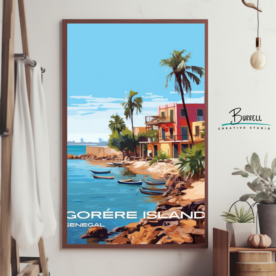 Goree Island Senegal Coastal Village Fishing Boats Scenic Poster - Image 4
