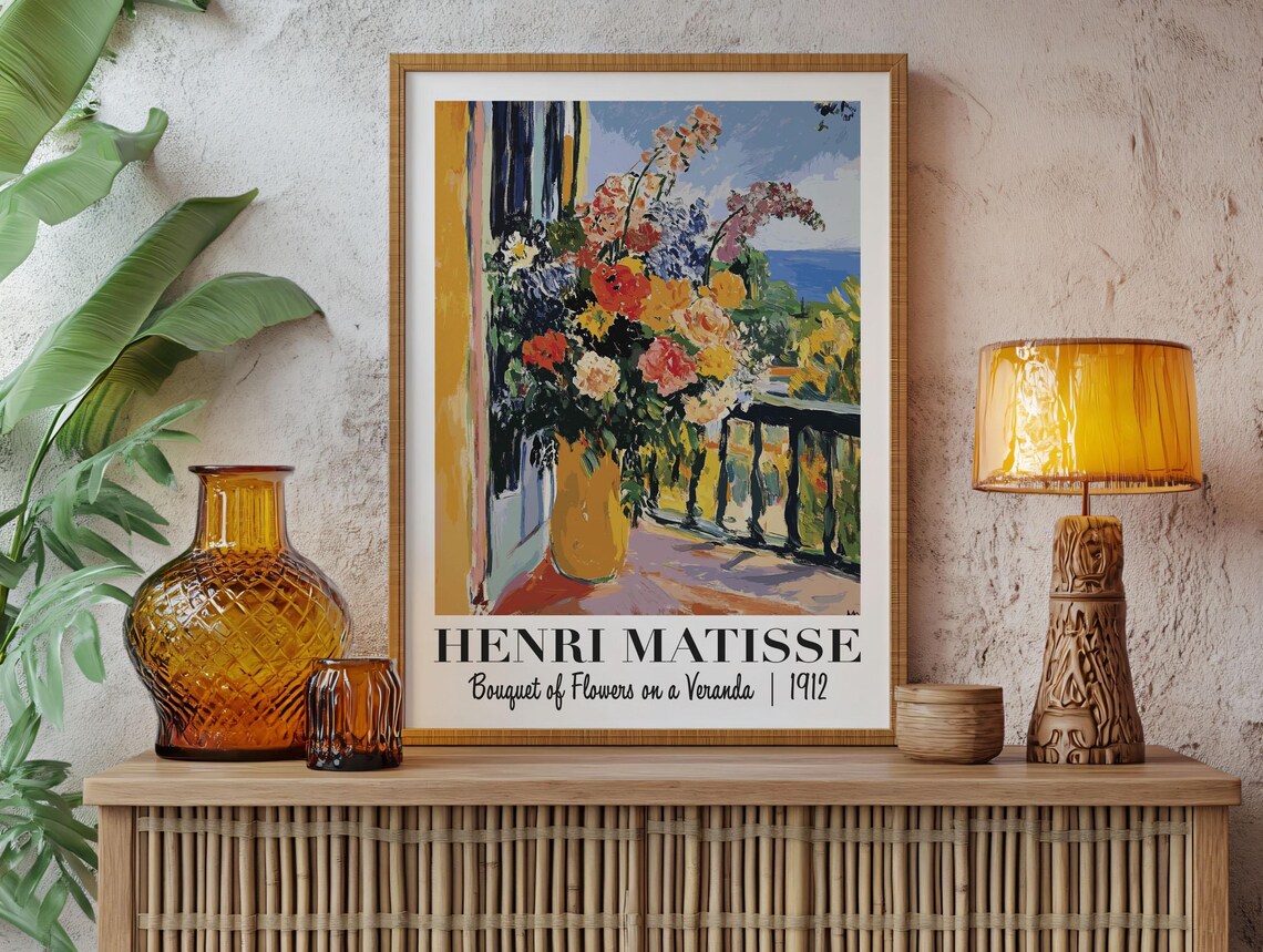 Henri Matisse Bouquet of Flowers on a Veranda 1912 Art Poster - Image 2