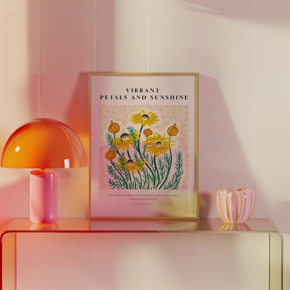 Vibrant Petals and Sunshine Yellow Daisy Quote Botanical Poster - Image 4