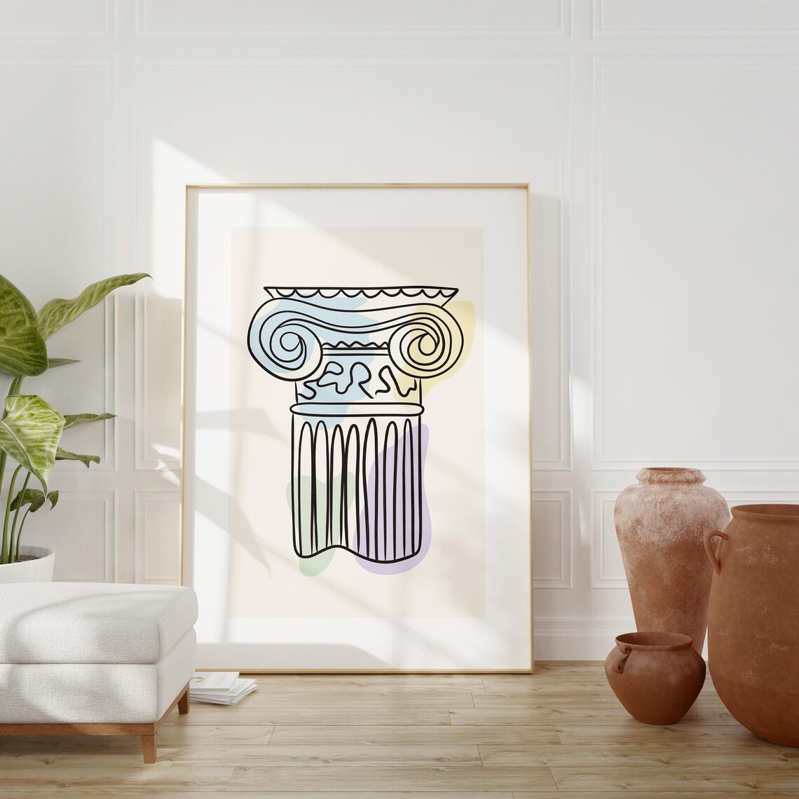 Greek Column Line Art Print Architectural Wall Art Classical Home Decor Corinthian Pillar Art Minimalist Print