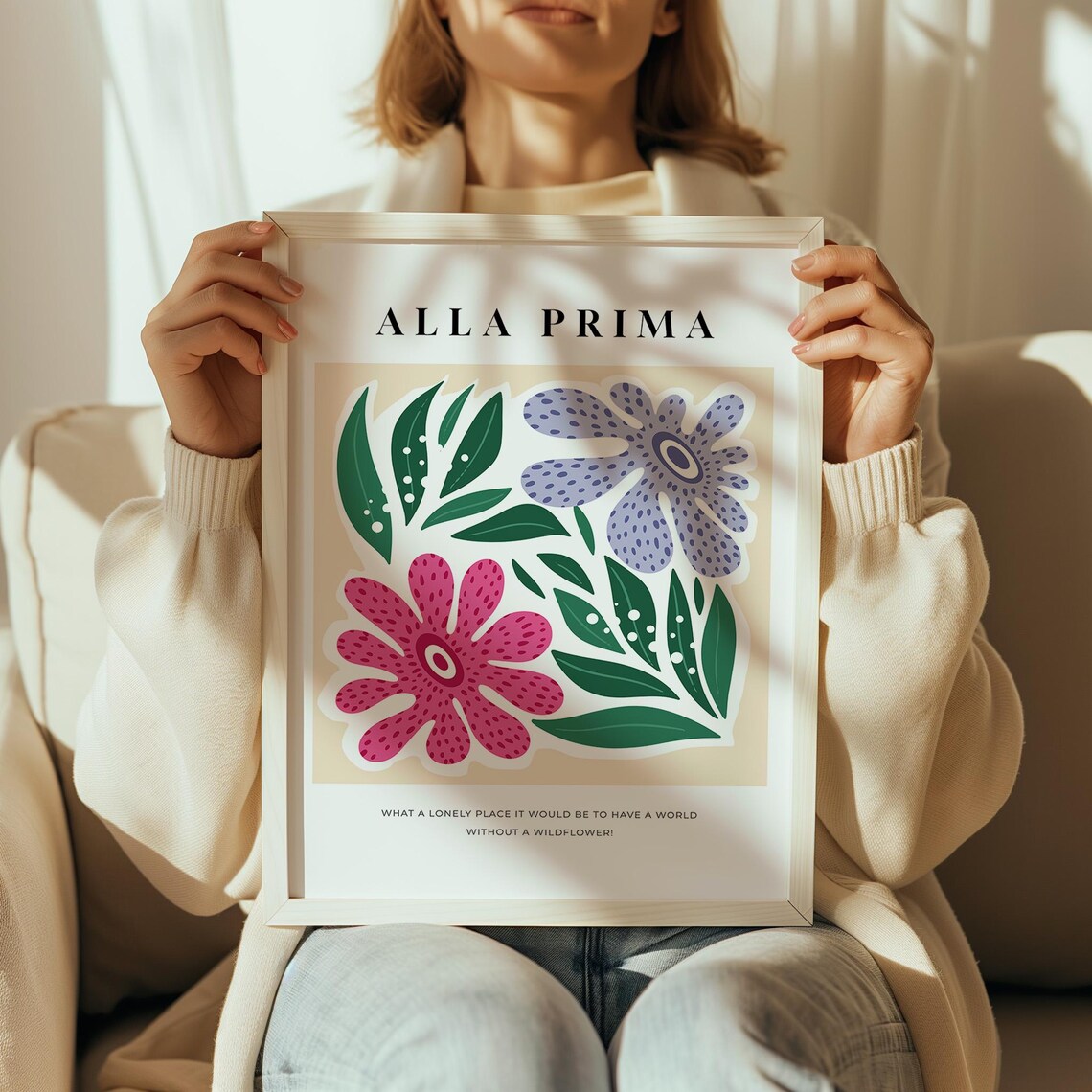 Alla Prima Wildflower Quote Pink Purple Blooms Gallery Floral Poster - Image 3
