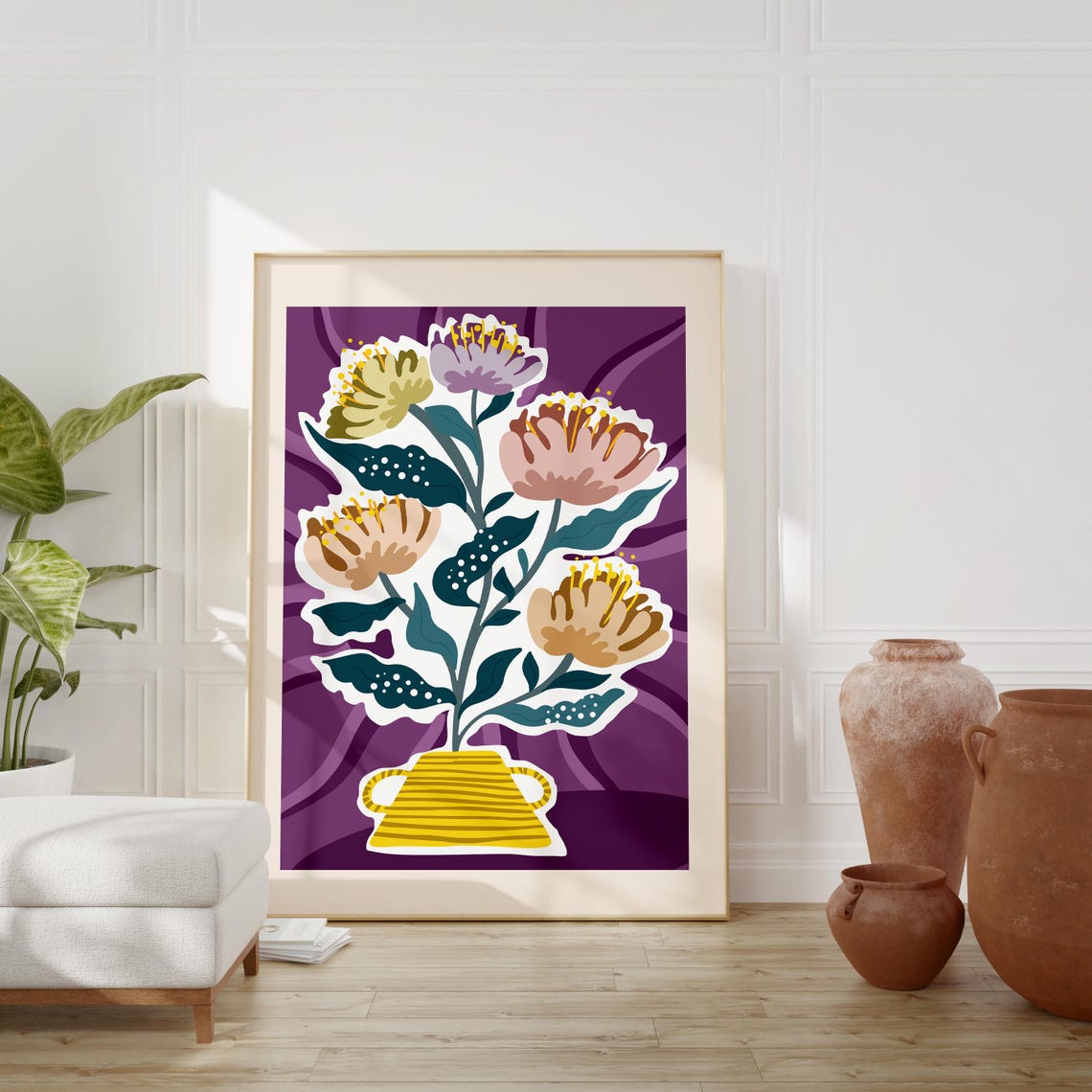 Abstract Floral Vase, Modern Artwork