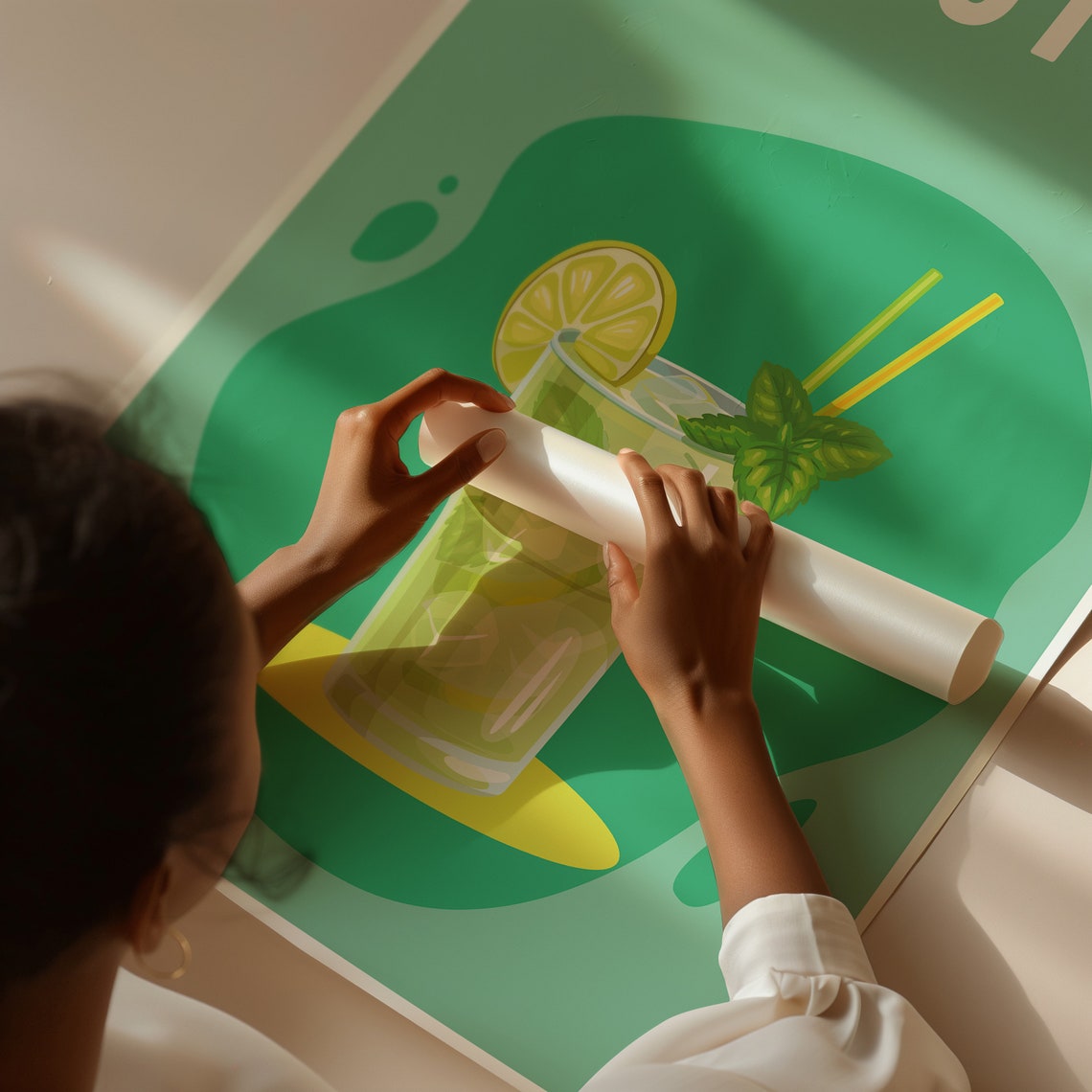 Mojito Mint Green Retro Cocktail Illustration Bar Cart Wall Art - Image 4