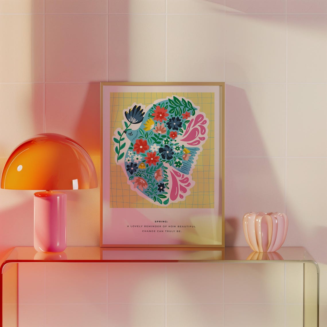 Spring Floral Bird Quote Colorful Flower Illustration Botanical Poster - Image 3