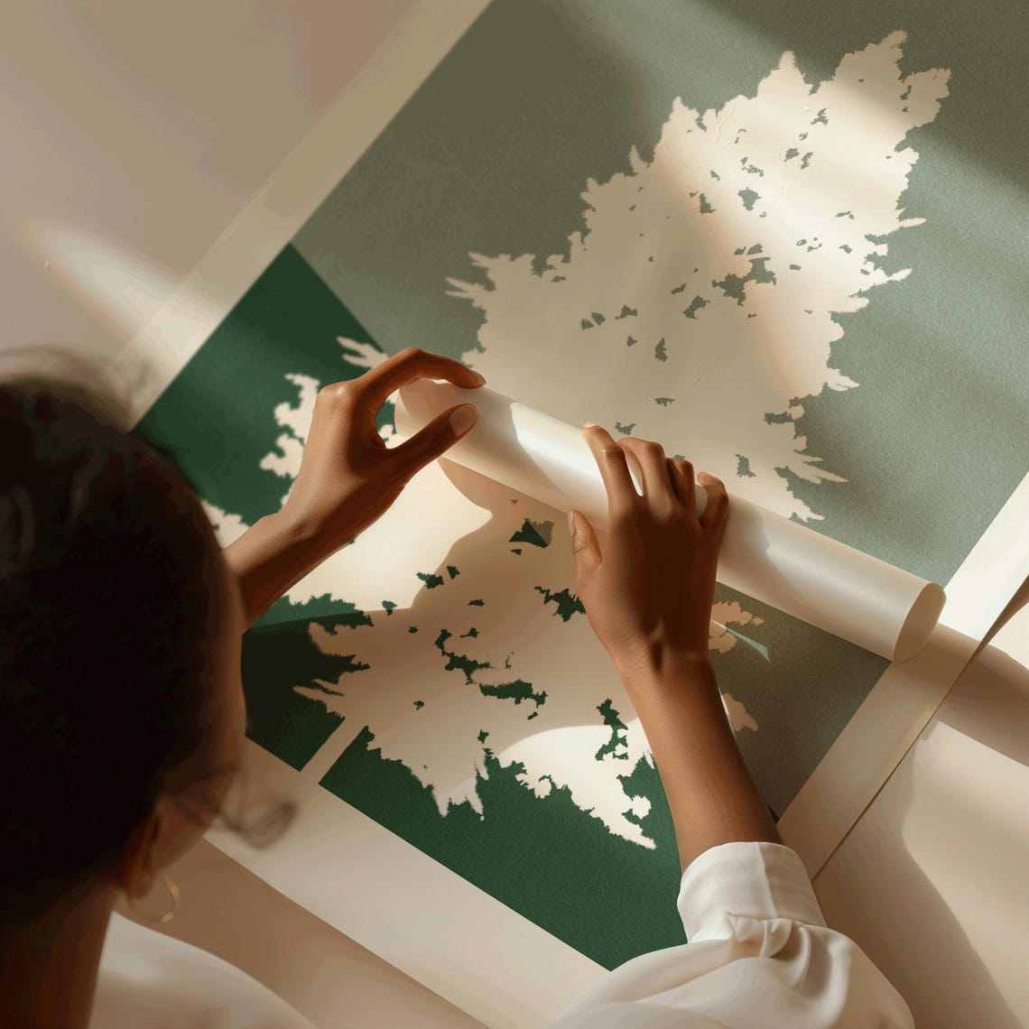 Minimalist White Pine Tree Silhouette Sage Green Winter Holiday Poster - Image 4