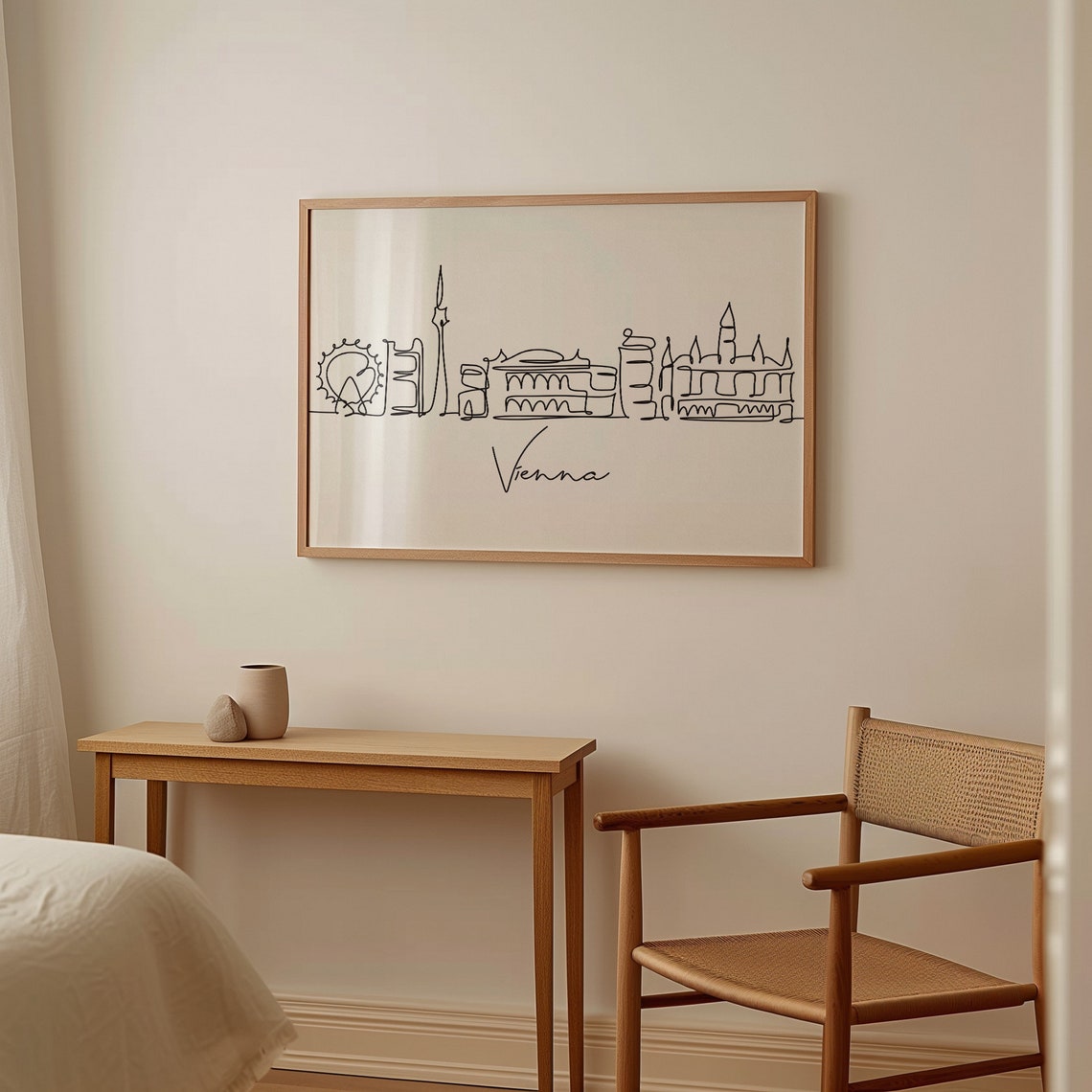 Vienna Skyline One Line Art Austria Cityscape Minimalist Travel Poster