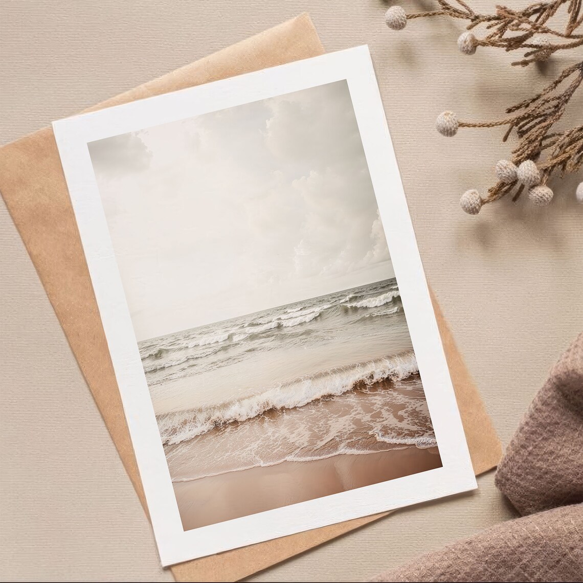 Waves On The Beach, Scandi Style Nature Poster