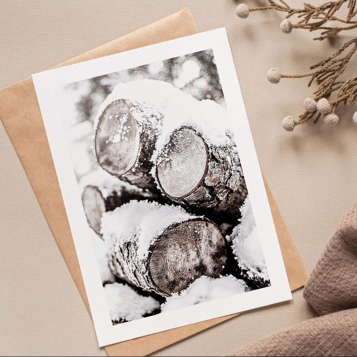 Wood Stack Winter Nature Photography Poster - Image 2