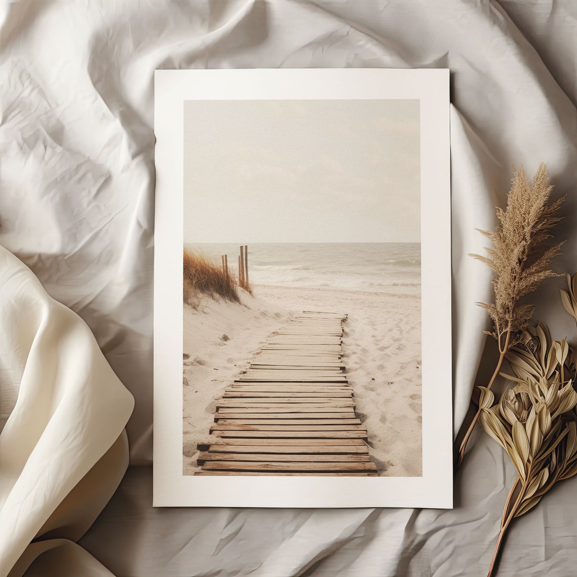 Dunes Beach Path Poster Vintage Boardwalk Sand Ocean Serene Art