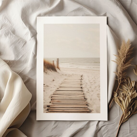 Dunes Beach Path Poster Vintage Boardwalk Sand Ocean Serene Art