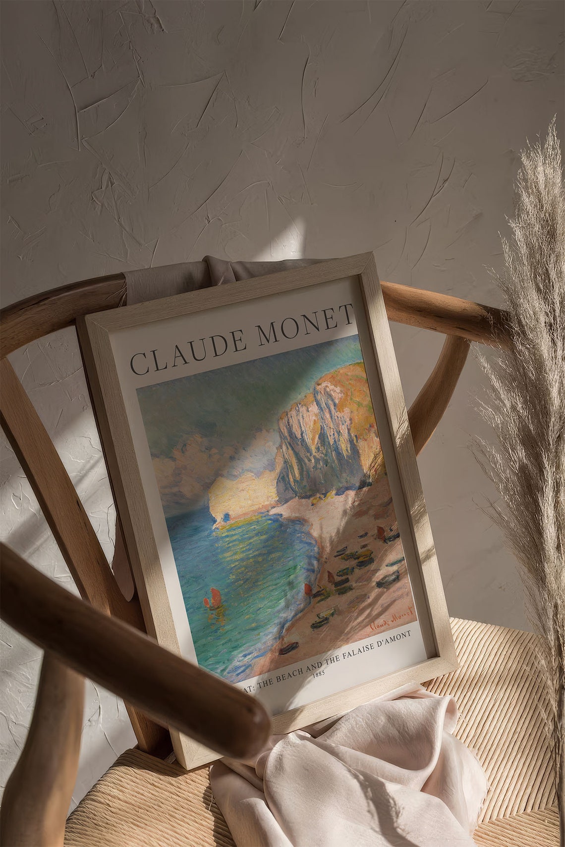 Claude Monet Etretat Beach and Falaise dAmont 1885 Art Poster - Image 2