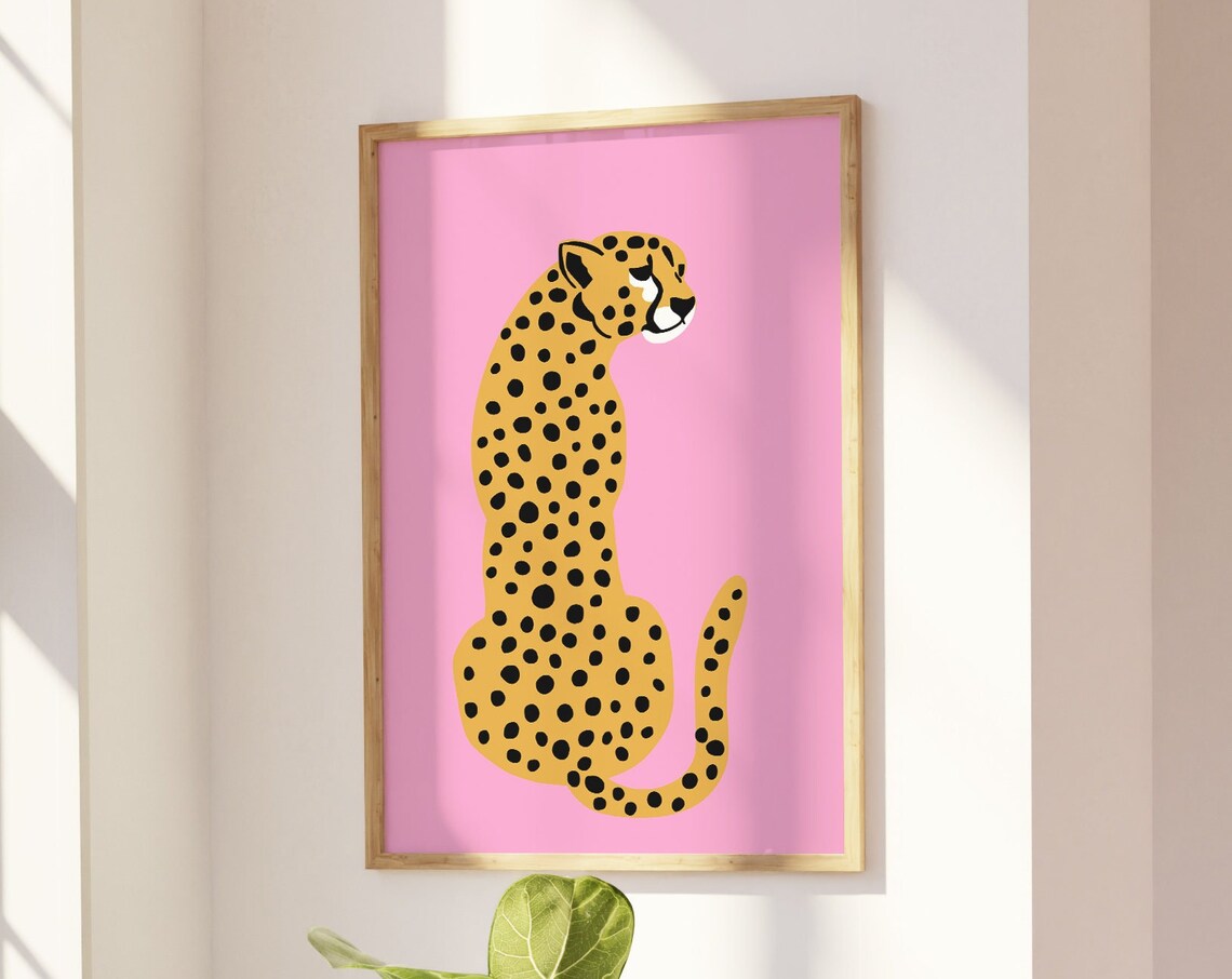 Cheetah Print Boho Leopard Art Print, Pink - Image 2