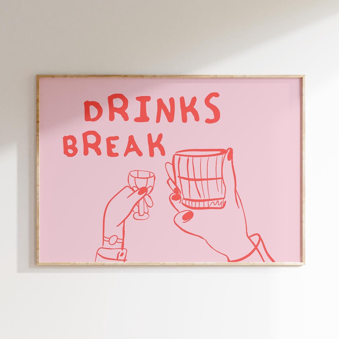Drinks Break Playful Pink Cocktail Cheers Girls Night Poster - Image 2