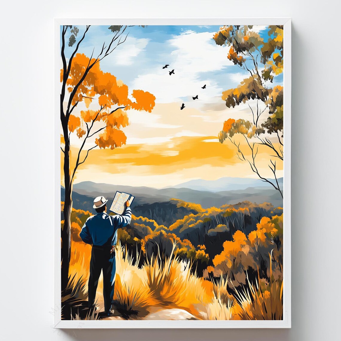 Autumn Forest Explorer Reading Map Golden Hills Adventure Poster