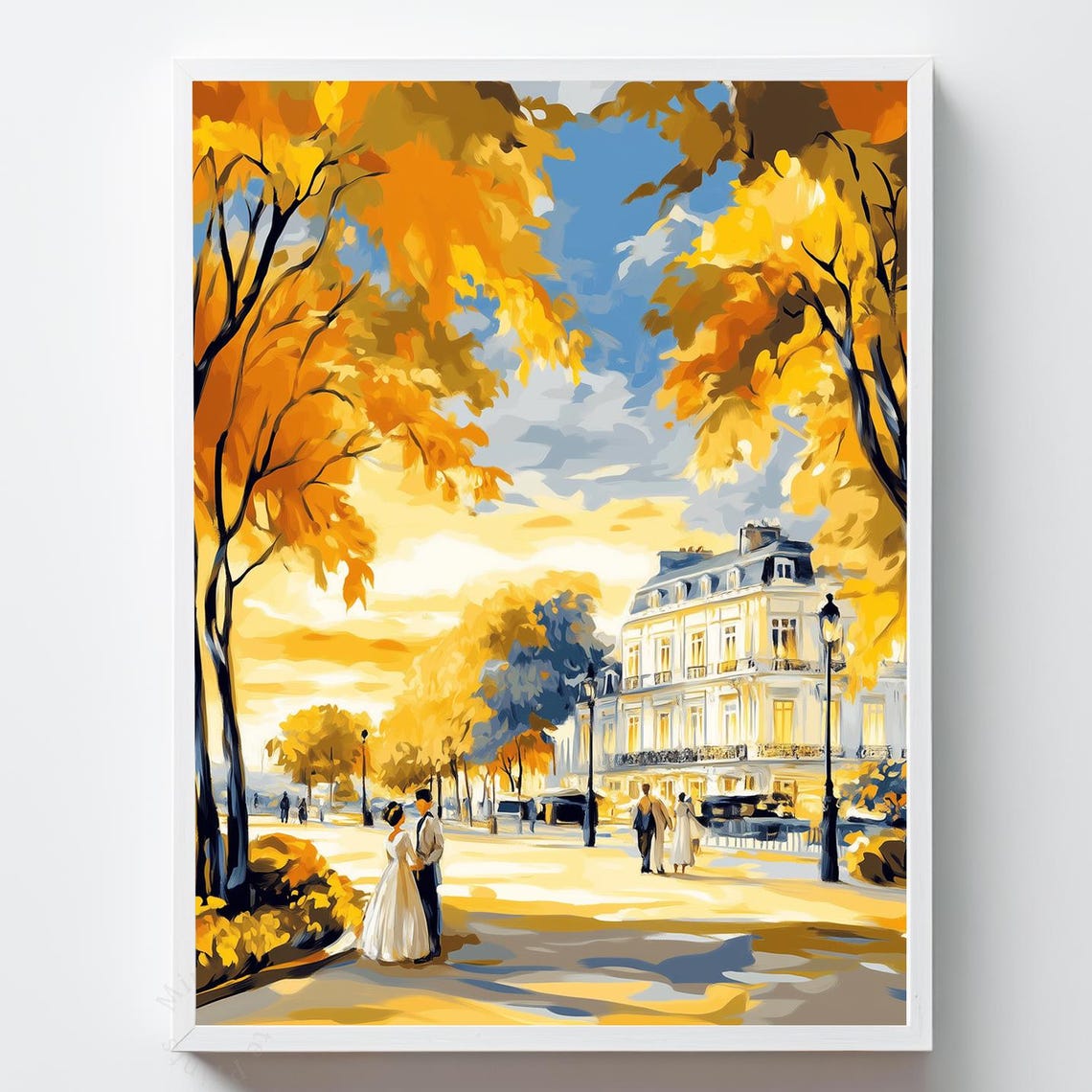 Vintage Paris Street Scene Print Summer Evening Cityscape