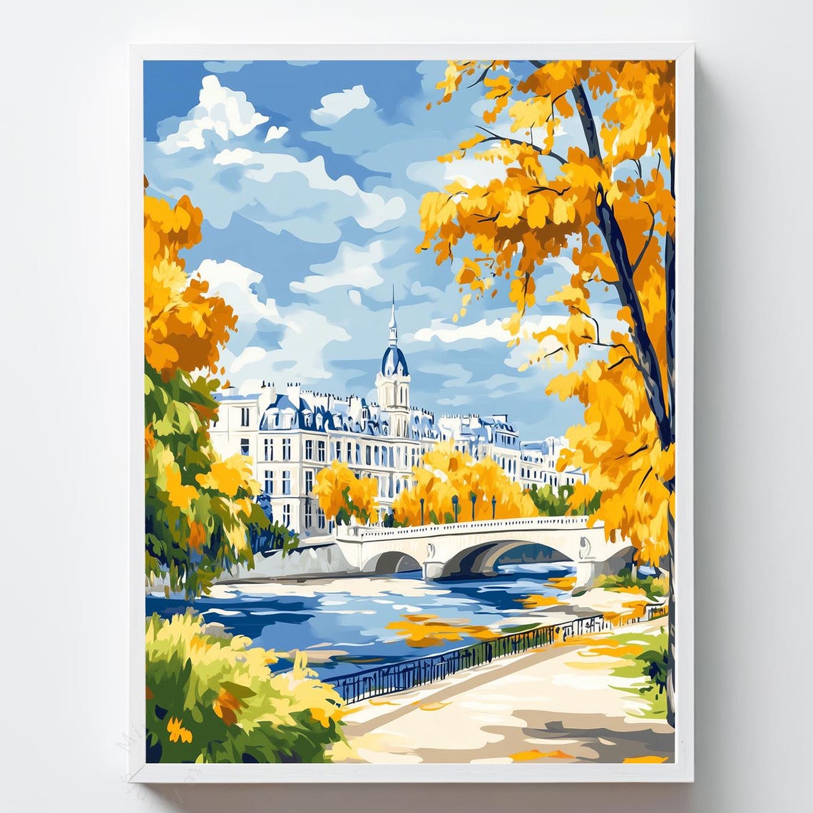 Vintage Paris Bridge Print Impressionist Cityscape