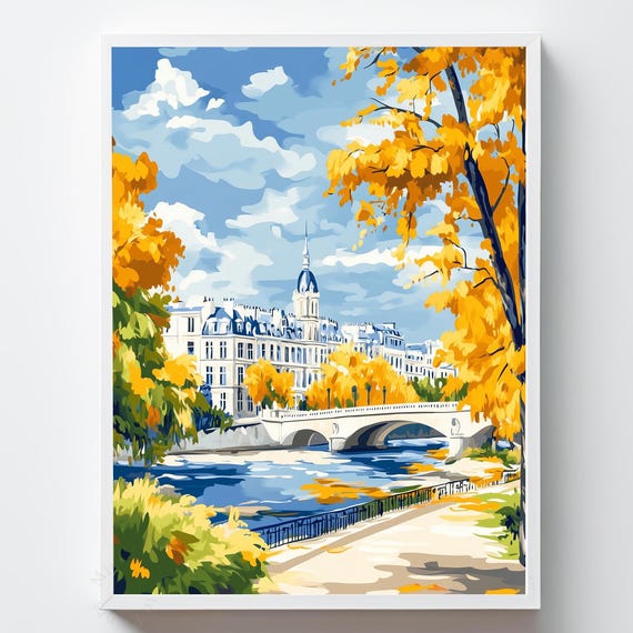 Vintage Paris Bridge Print Impressionist Cityscape