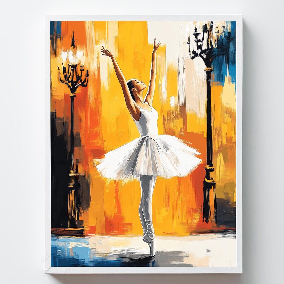 Ballerina White Tutu Theater Stage Dance Impressionist Art Print
